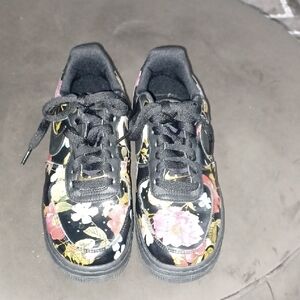 Women/Men AF1 Floral&Black Size 9